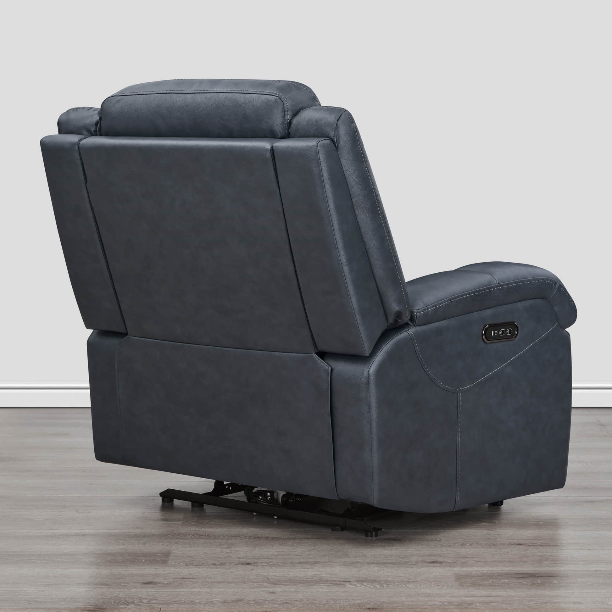 Isaac Wall Hugger Power Recliner in charcoal grey leather with power controls - CHITA Living