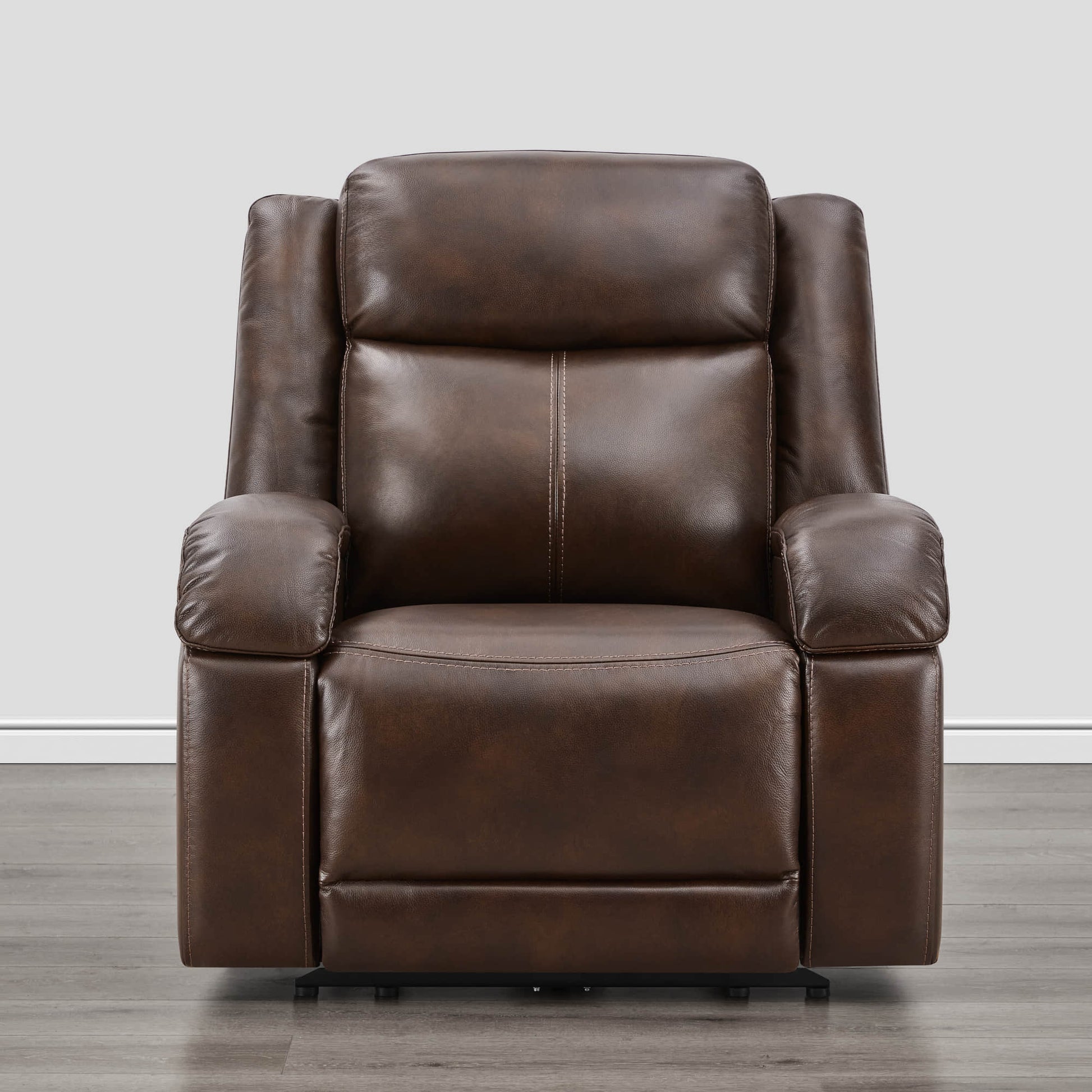 Isaac Wall Hugger Power Recliner in rich brown leather with soft, plush cushioning - CHITA Living