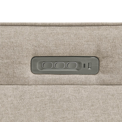 Detail shot of power recliner's electronic control panel for easy adjustments.
