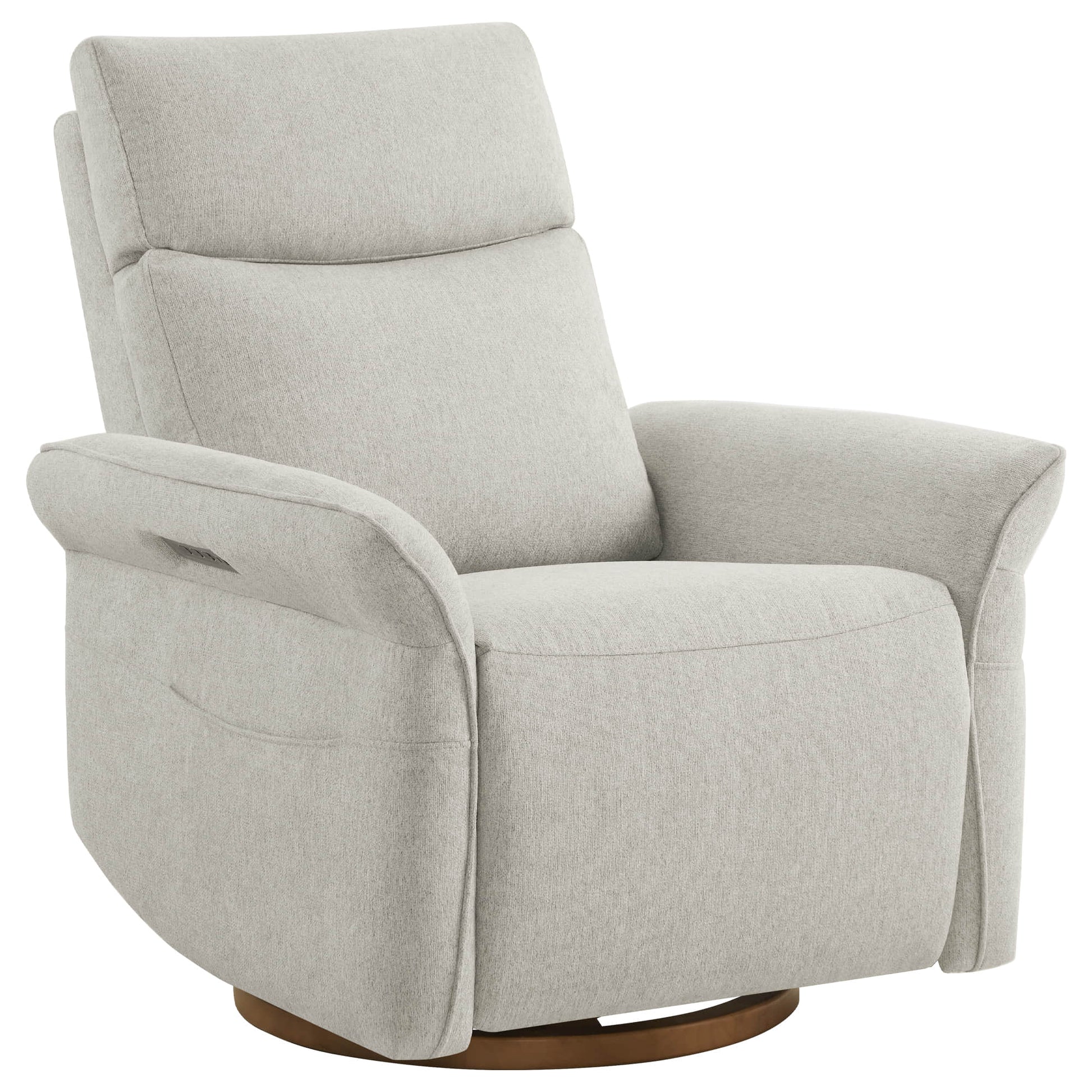 White power recliner with plush cushioning and contemporary design for home comfort.