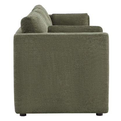 Side view of Delaney modular sofa showcasing olive green upholstery and plush cushions - CHITA Living