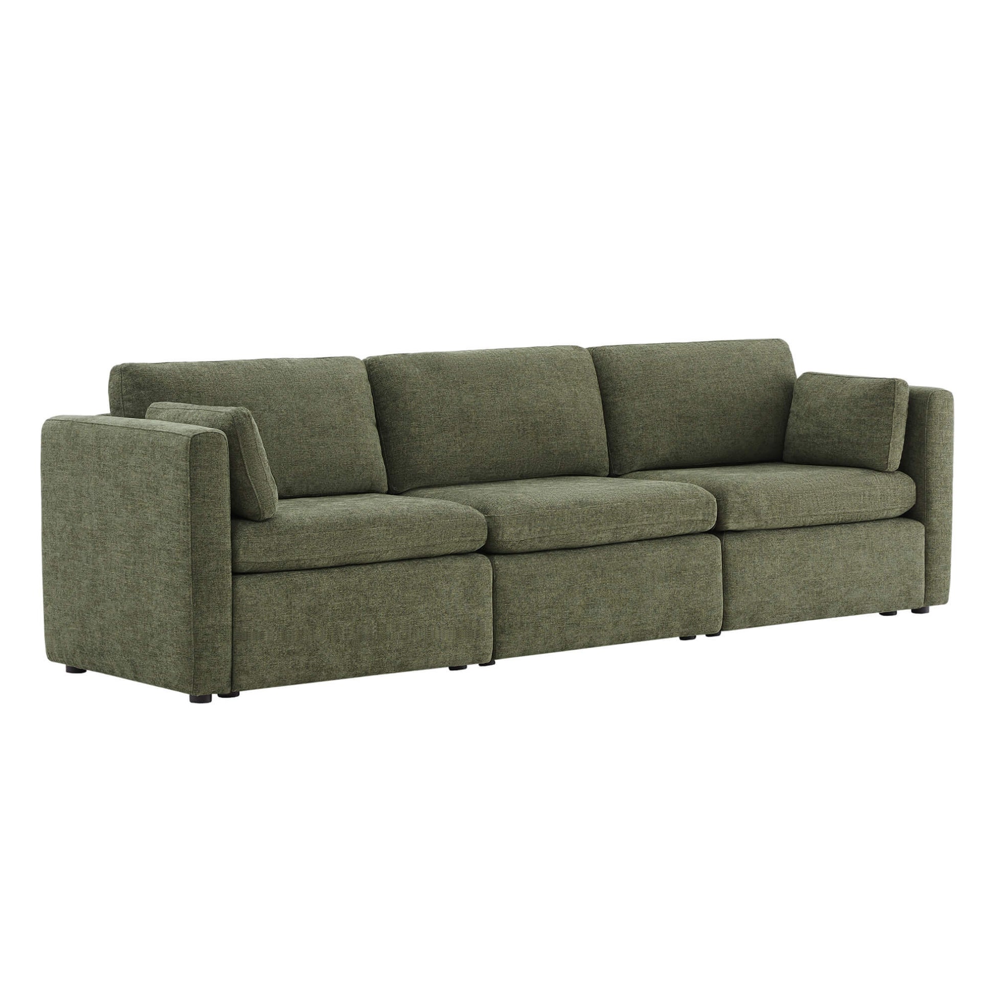 Delaney 3-piece modular sofa in soft olive green fabric for modern interiors - CHITA Living