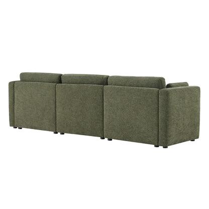 Back view of Delaney modular sofa in soft olive green upholstery with sleek lines - CHITA Living