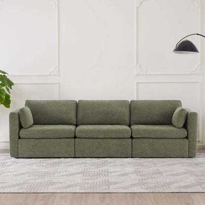 Delaney modular sofa in olive green with plush cushions and contemporary design - CHITA Living