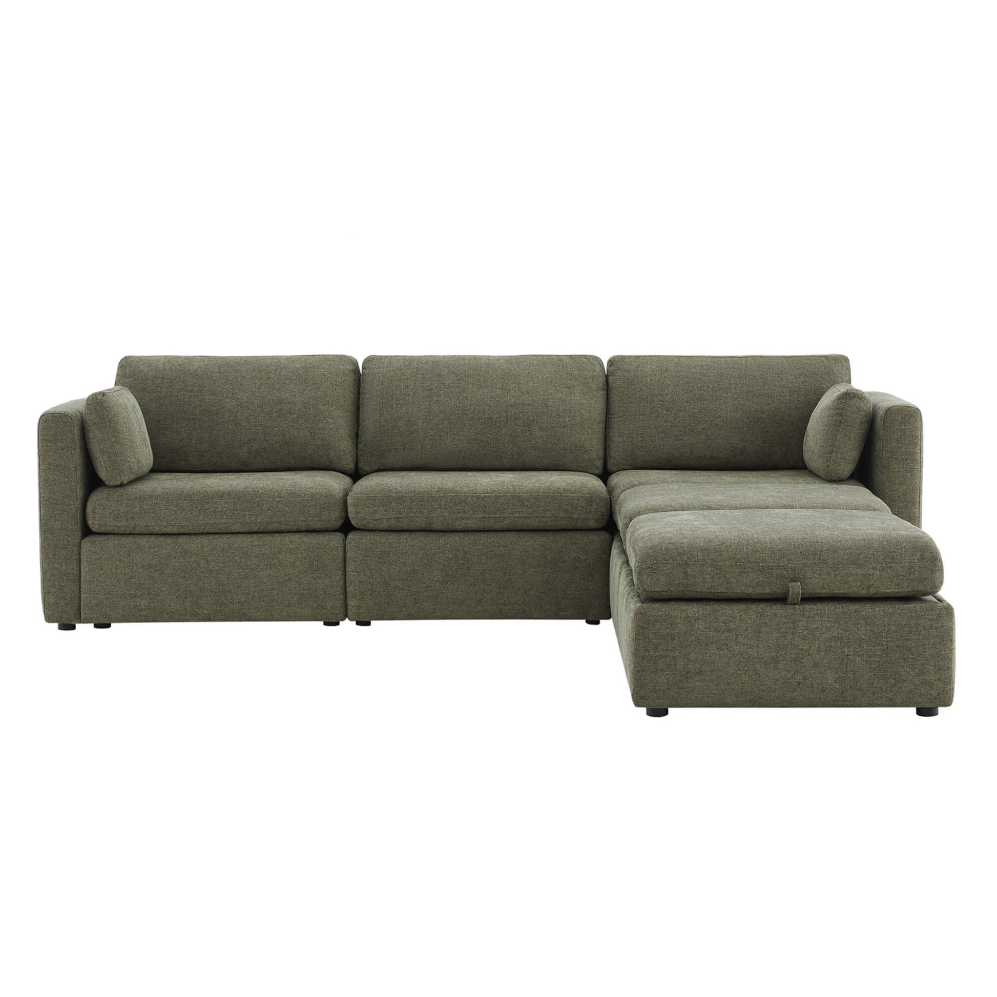 Delaney 5-Piece Modular Sofa Chaise in green upholstery, spacious and stylish design - CHITA Living