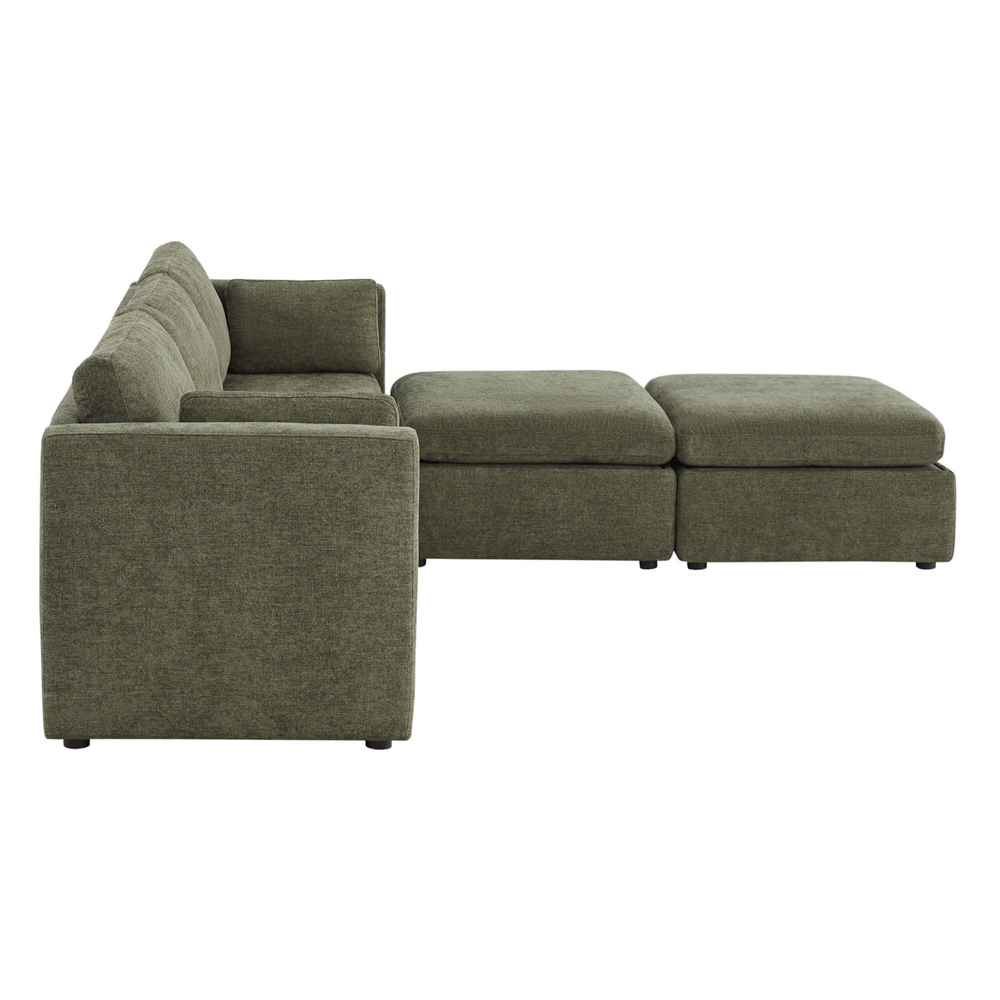 Delaney 5-Piece Modular Sofa Chaise in olive green, spacious with modern design - CHITA Living