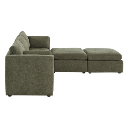 Delaney 5-Piece Modular Sofa Chaise in olive green, spacious with modern design - CHITA Living