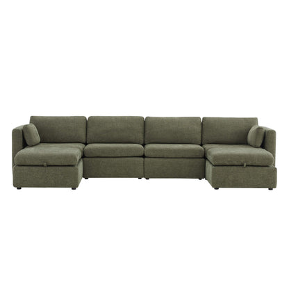 Delaney 6-Piece Modular Sectional sofa in green with spacious, comfortable seating - CHITA Living
