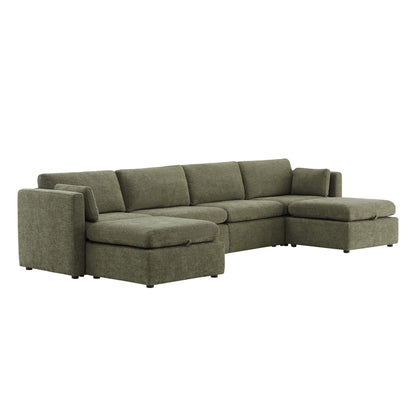 Delaney 6-Piece Modular Sectional sofa in olive green with generous seating - CHITA Living