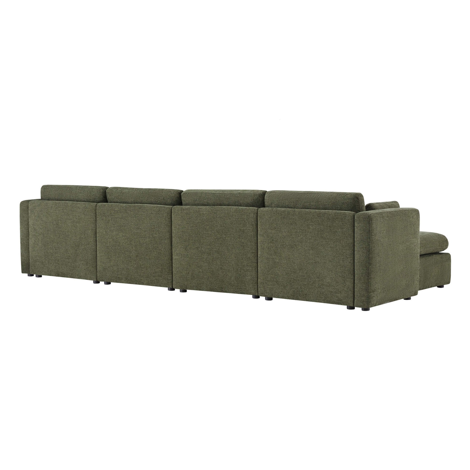Delaney 6-Piece Modular Sectional sofa in olive green, highlighting spacious back design - CHITA Living