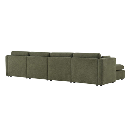Delaney 6-Piece Modular Sectional sofa in olive green, highlighting spacious back design - CHITA Living