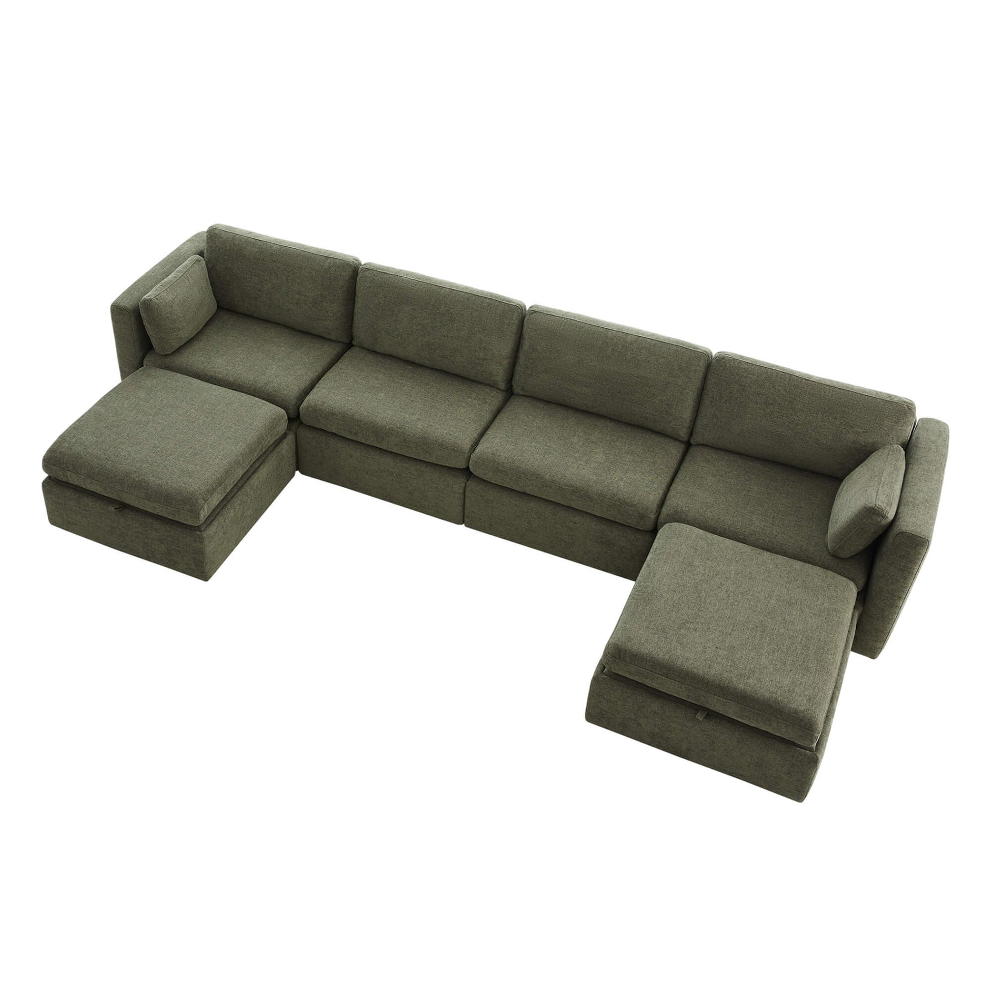 Olive green Delaney 6-Piece Modular Sectional with ample seating and modern style - CHITA Living