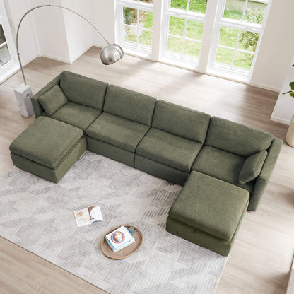 Delaney 6-Piece Modular Sectional sofa in olive green with modern design and ample seating - CHITA Living