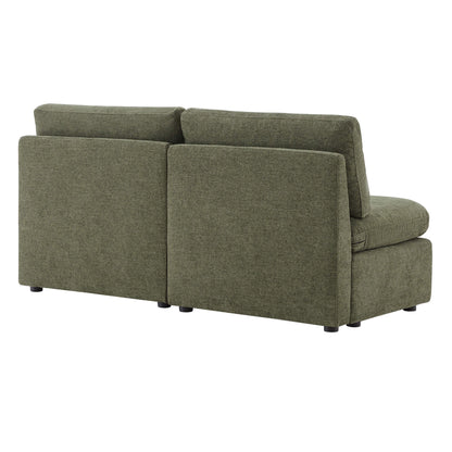 Back view of green Delaney modular armless sofa with plush cushions and modern design - CHITA Living