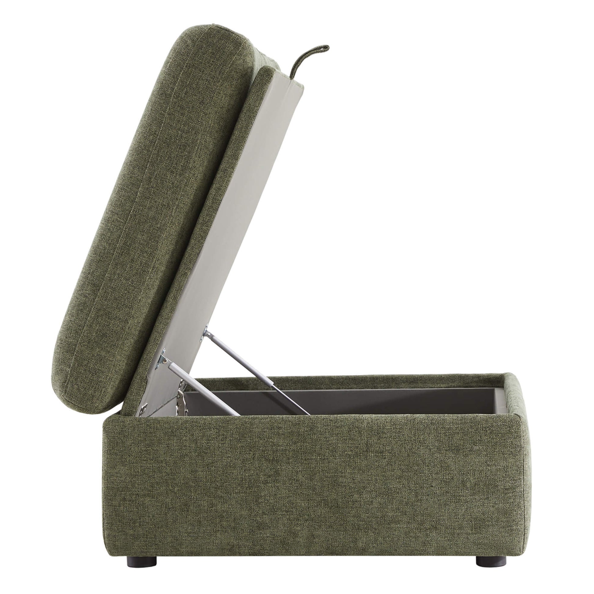 Olive green Delaney Modular Sectional ottoman with spacious storage and textured fabric - CHITA Living