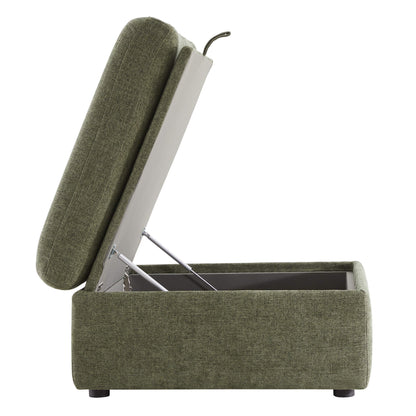 Delaney green modular sofa chaise ottoman with hinged top and storage compartment - CHITA Living