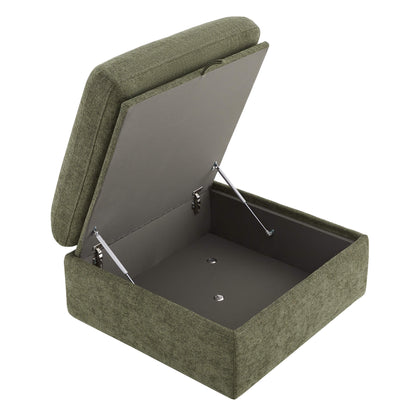 Green ottoman with cushioned gas-lift top and spacious hidden storage - CHITA Living