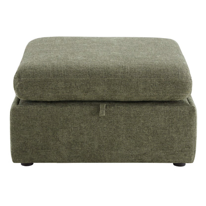Spacious green ottoman with soft upholstery and hidden storage compartment - CHITA Living