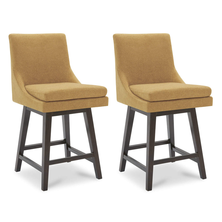 Lissa Swivel Bar & Counter Stools with tan fabric seats and sturdy wooden legs - CHITA Living