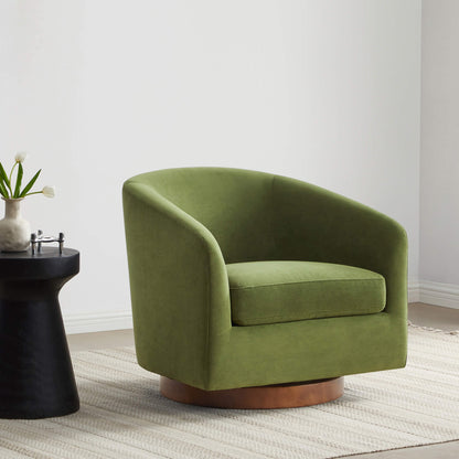 Green Wren Modern Swivel Accent Chair with plush cushion in minimalist living room - CHITA Living