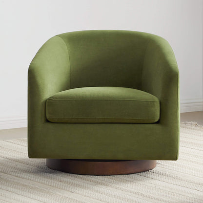 Green Wren Modern Swivel Accent Chair with plush cushion in a minimalist living room - CHITA Living
