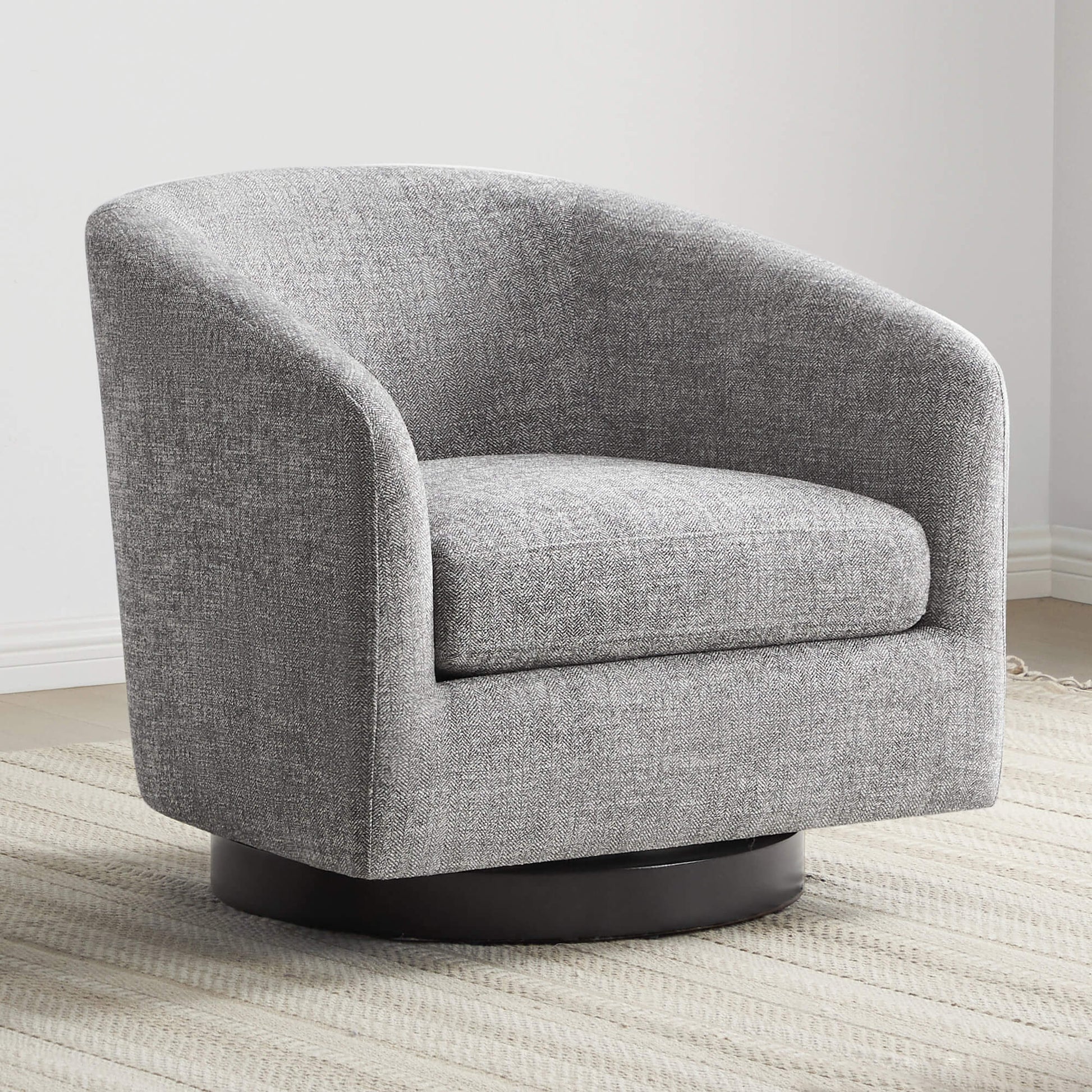 Gray Wren Modern Swivel Accent Chair with plush cushion in stylish minimalist decor - CHITA Living