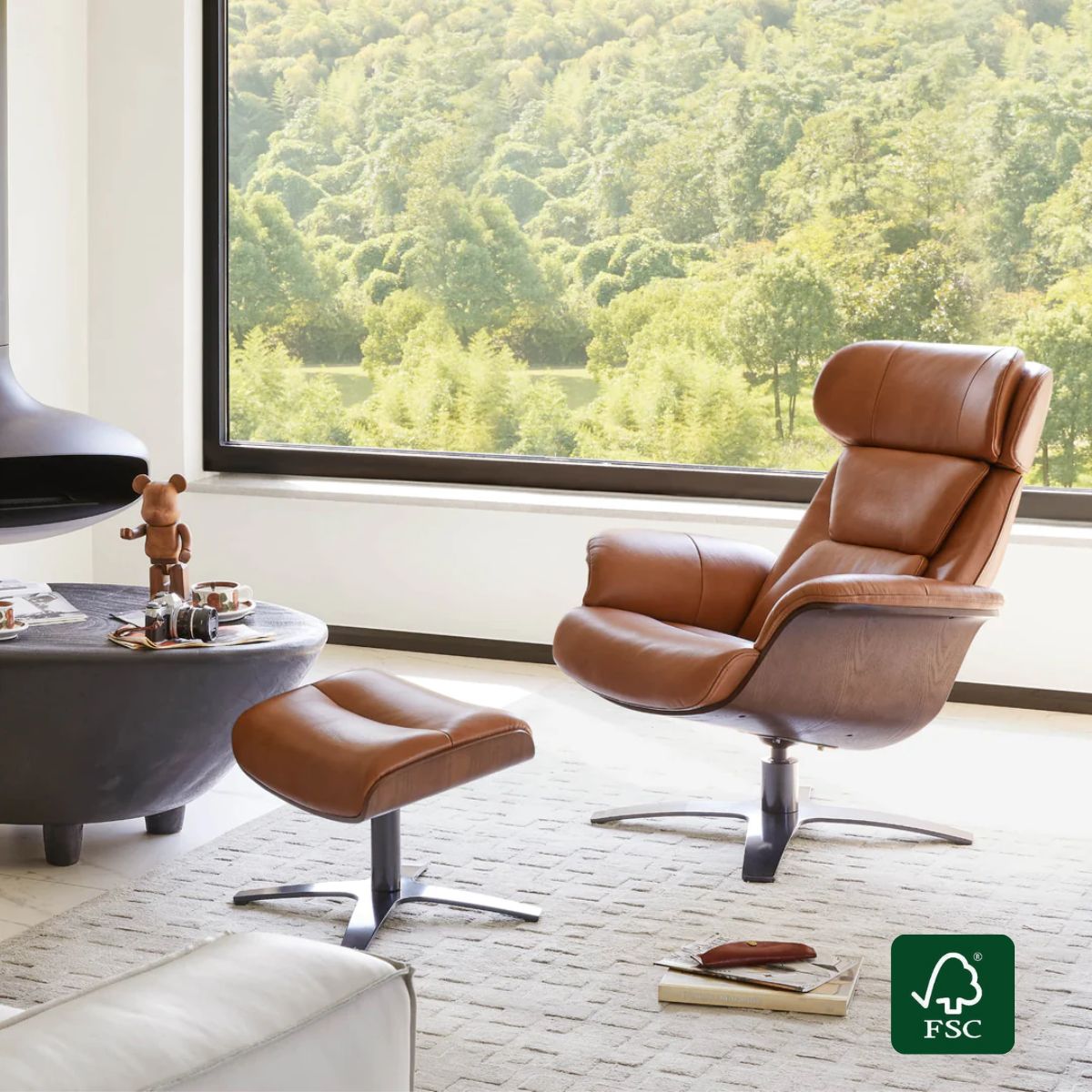 Elvin Leather Recliner & Ottoman