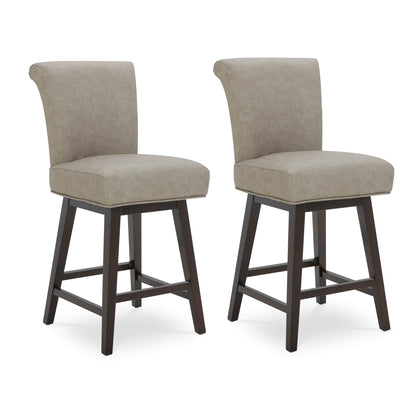CHITA LIVING-Alina Modern Swivel Counter Stool-Counter Stools-Faux Leather-Stone Gray-2-Pack