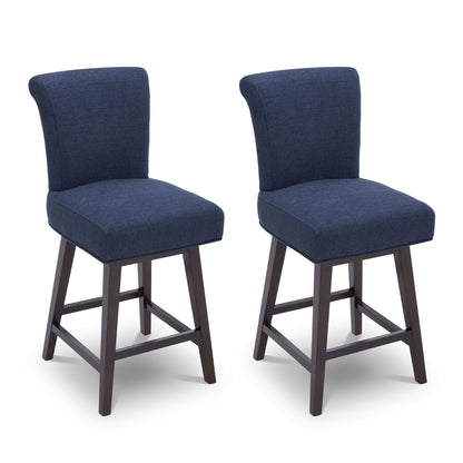 CHITA LIVING-Alina Modern Swivel Counter Stool-Counter Stools-Fabric-Midnight Blue-2-Pack