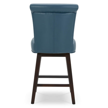 CHITA LIVING-Alina Modern Swivel Counter Stool-Counter Stools-Faux Leather-Blue-1-Pack