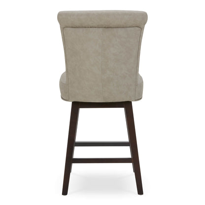 CHITA LIVING-Alina Modern Swivel Counter Stool-Counter Stools-Faux Leather-Stone Gray-1-Pack