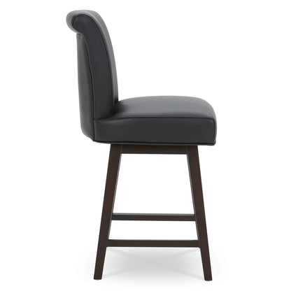 CHITA LIVING-Alina Modern Swivel Counter Stool-Counter Stools-Faux Leather-Black-1-Pack