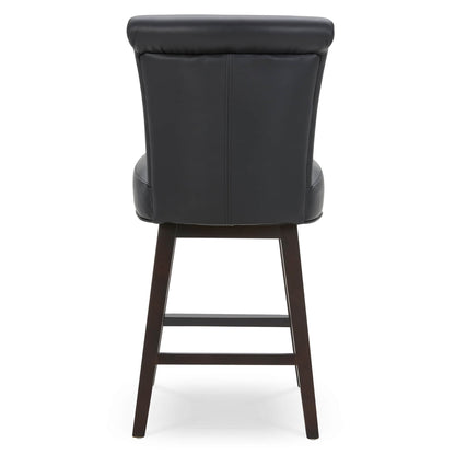 CHITA LIVING-Alina Modern Swivel Counter Stool-Counter Stools-Faux Leather-Black-1-Pack