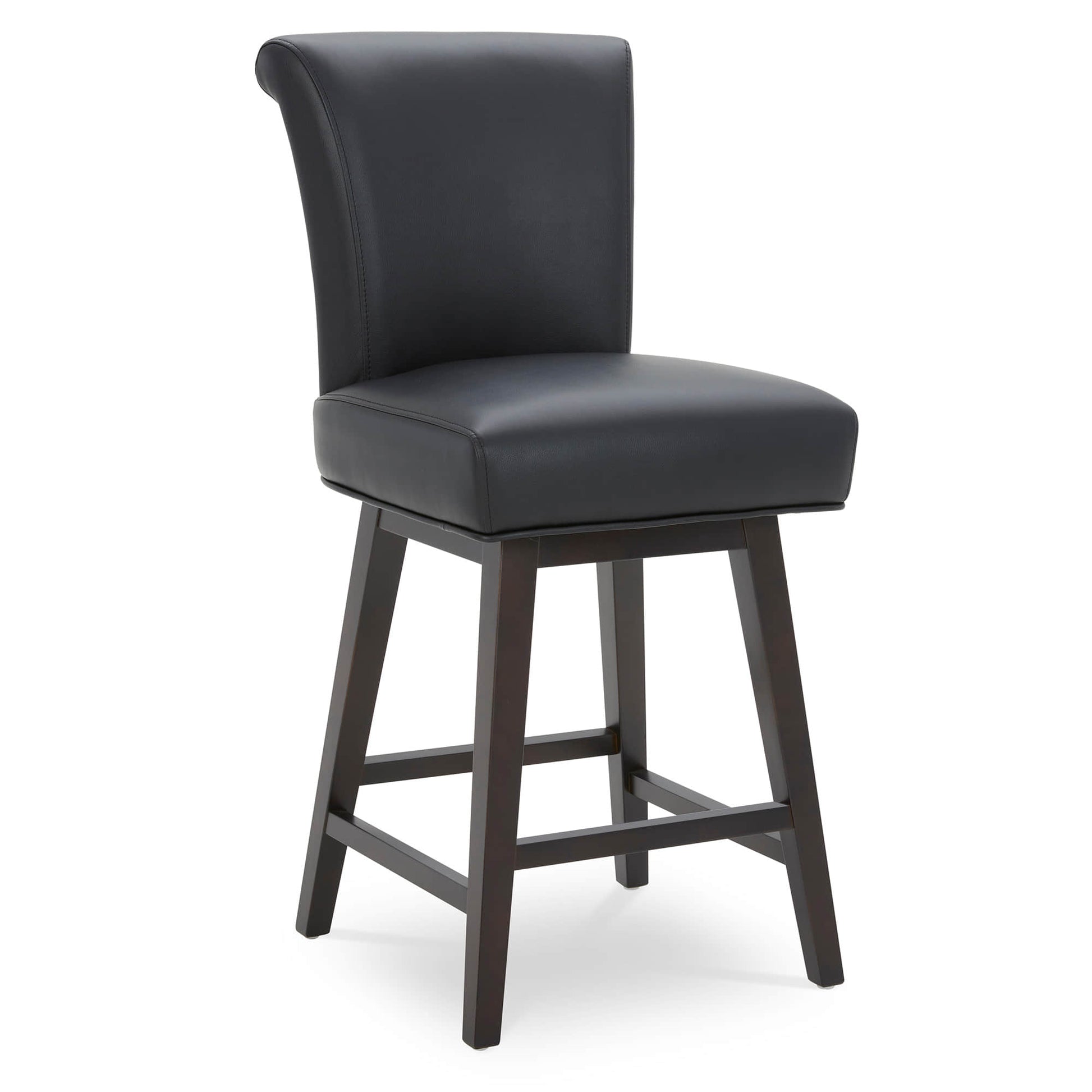 CHITA LIVING-Alina Modern Swivel Counter Stool-Counter Stools-Faux Leather-Black-1-Pack