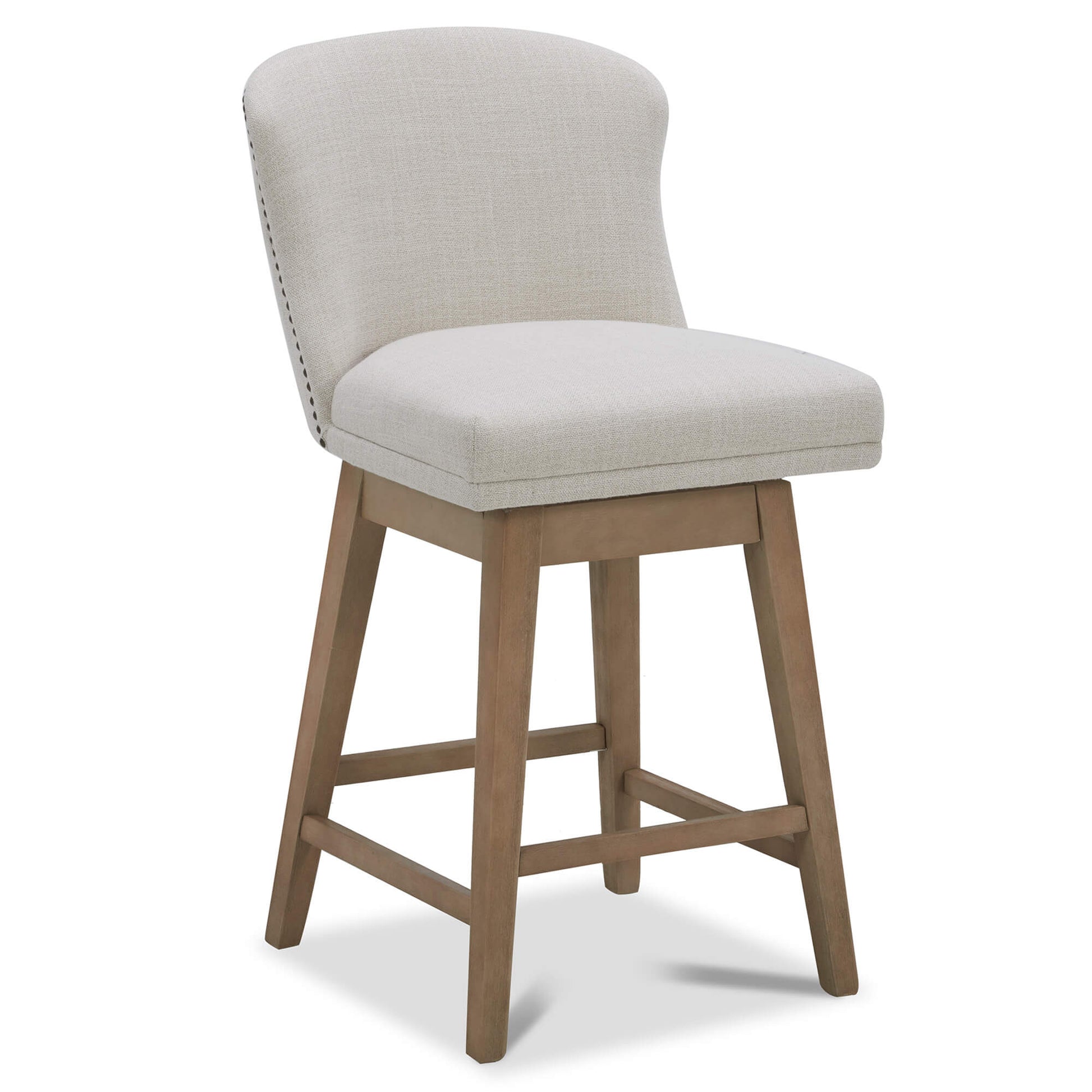 CHITA LIVING-Avery Swivel Counter Stool ( Set of 2)-Counter Stools-Performance Fabric-Linen-