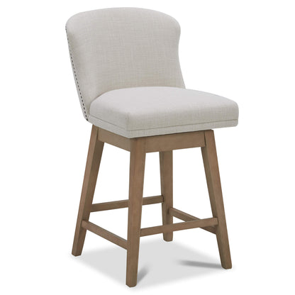 CHITA LIVING-Avery Swivel Counter Stool ( Set of 2)-Counter Stools-Performance Fabric-Linen-