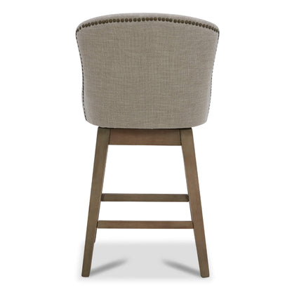CHITA LIVING-Avery Swivel Counter Stool ( Set of 2)-Counter Stools-Performance Fabric-Tan-
