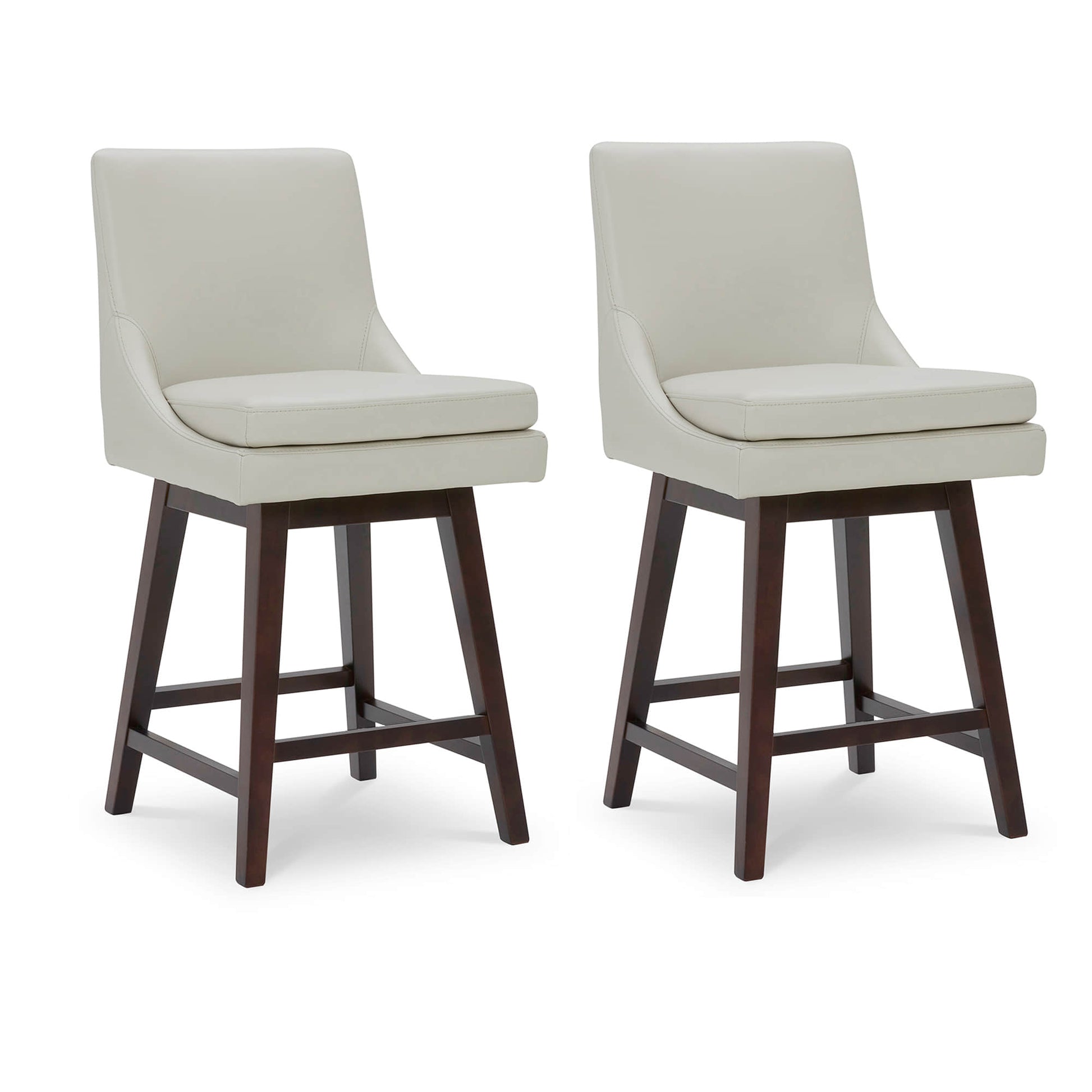 CHITA LIVING-Lissa Swivel Counter Stool 26.8'' ( Set of 2)-Counter Stools-Faux Leather-Light Gray-