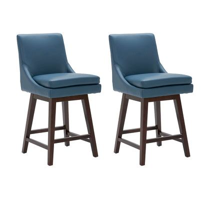 CHITA LIVING-Lissa Swivel Counter Stool 26.8'' ( Set of 2)-Counter Stools-Faux Leather-Blue-