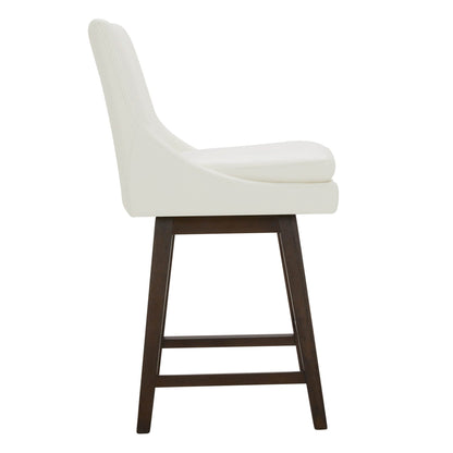 CHITA LIVING-Lissa Swivel Counter Stool 26.8'' ( Set of 2)-Counter Stools-Faux Leather-White-