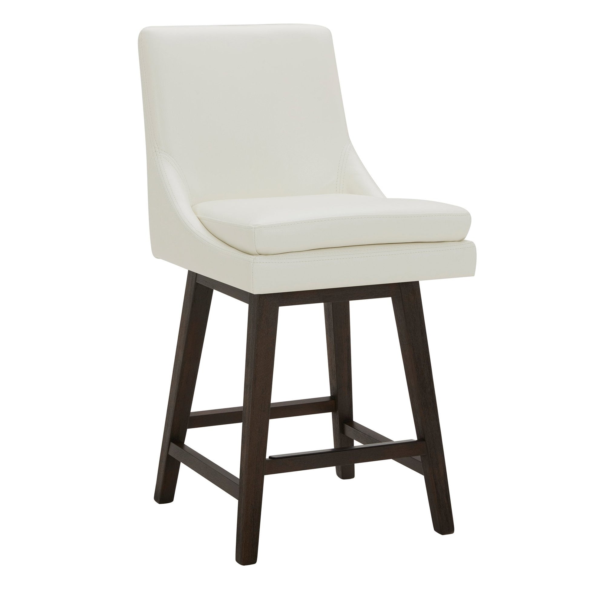 CHITA LIVING-Lissa Swivel Counter Stool 26.8'' ( Set of 2)-Counter Stools-Faux Leather-White-