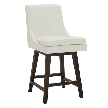 CHITA LIVING-Lissa Swivel Counter Stool 26.8'' ( Set of 2)-Counter Stools-Faux Leather-White-
