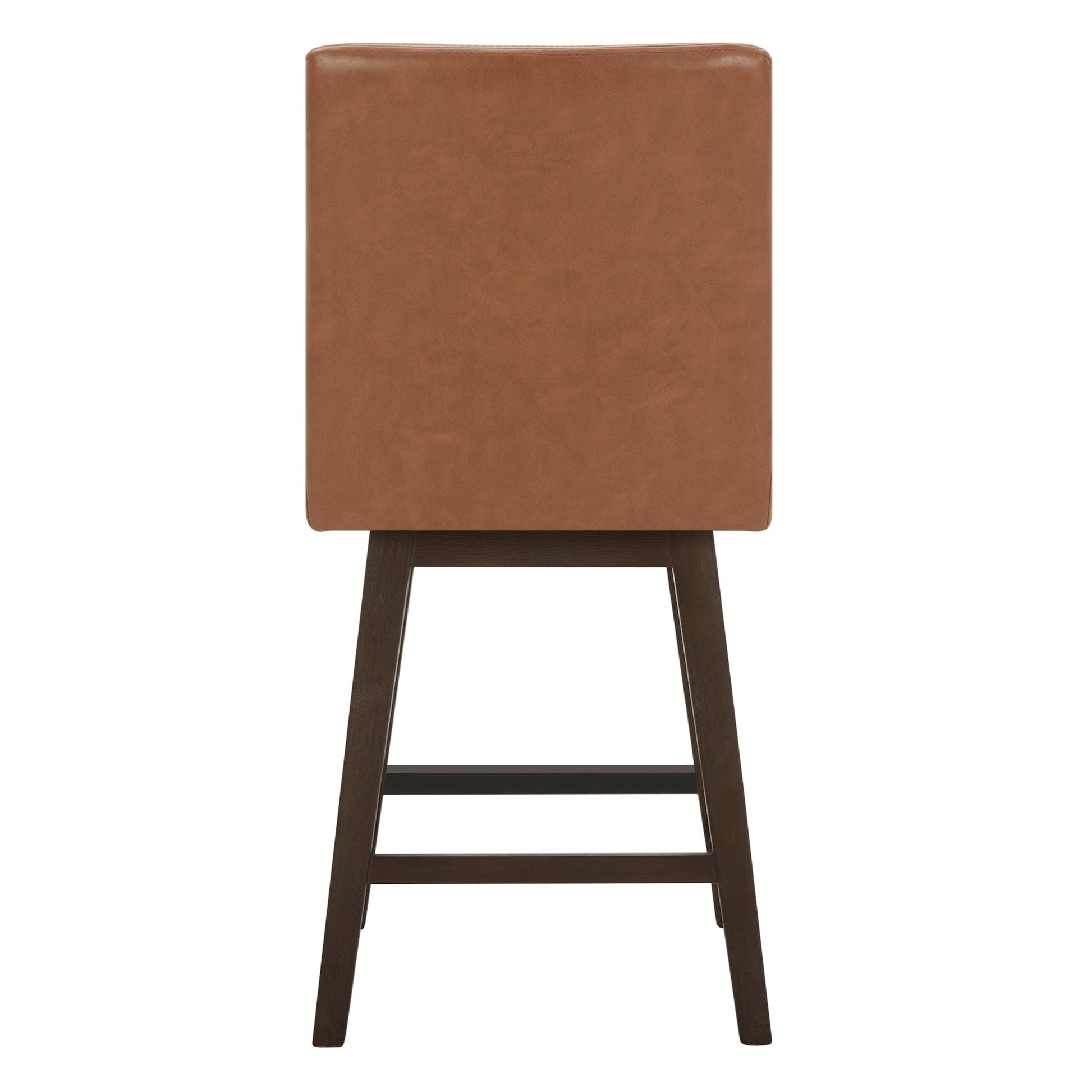 CHITA LIVING-Lissa Swivel Counter Stool 26.8'' ( Set of 2)-Counter Stools-Faux Leather-Saddle Brown-