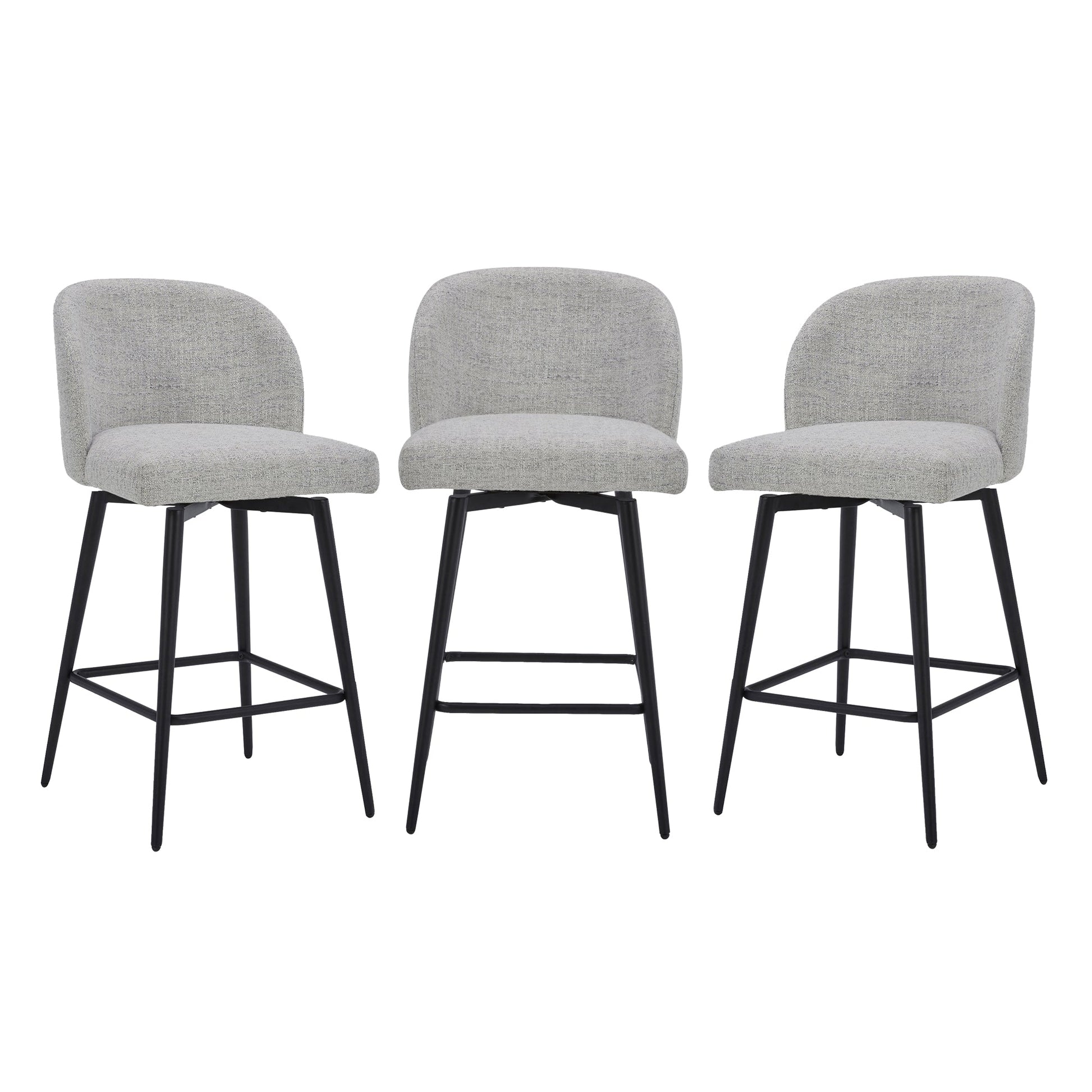 CHITA LIVING-Nova Swivel Counter Stool-Counter Stools-Fabric-White (Multi-colored)-Set of 3