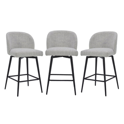 CHITA LIVING-Nova Swivel Counter Stool-Counter Stools-Fabric-White (Multi-colored)-Set of 3