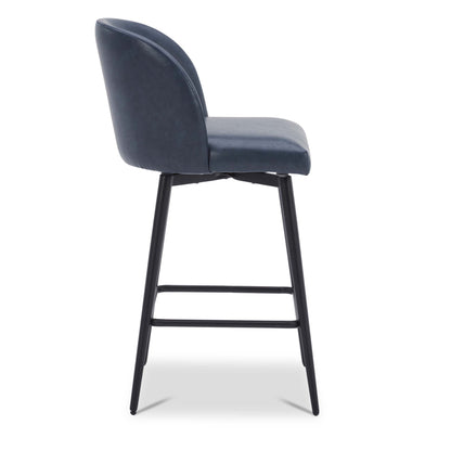 CHITA LIVING-Nova Swivel Counter Stool-Counter Stools-Faux Leather-Blue-Set of 3