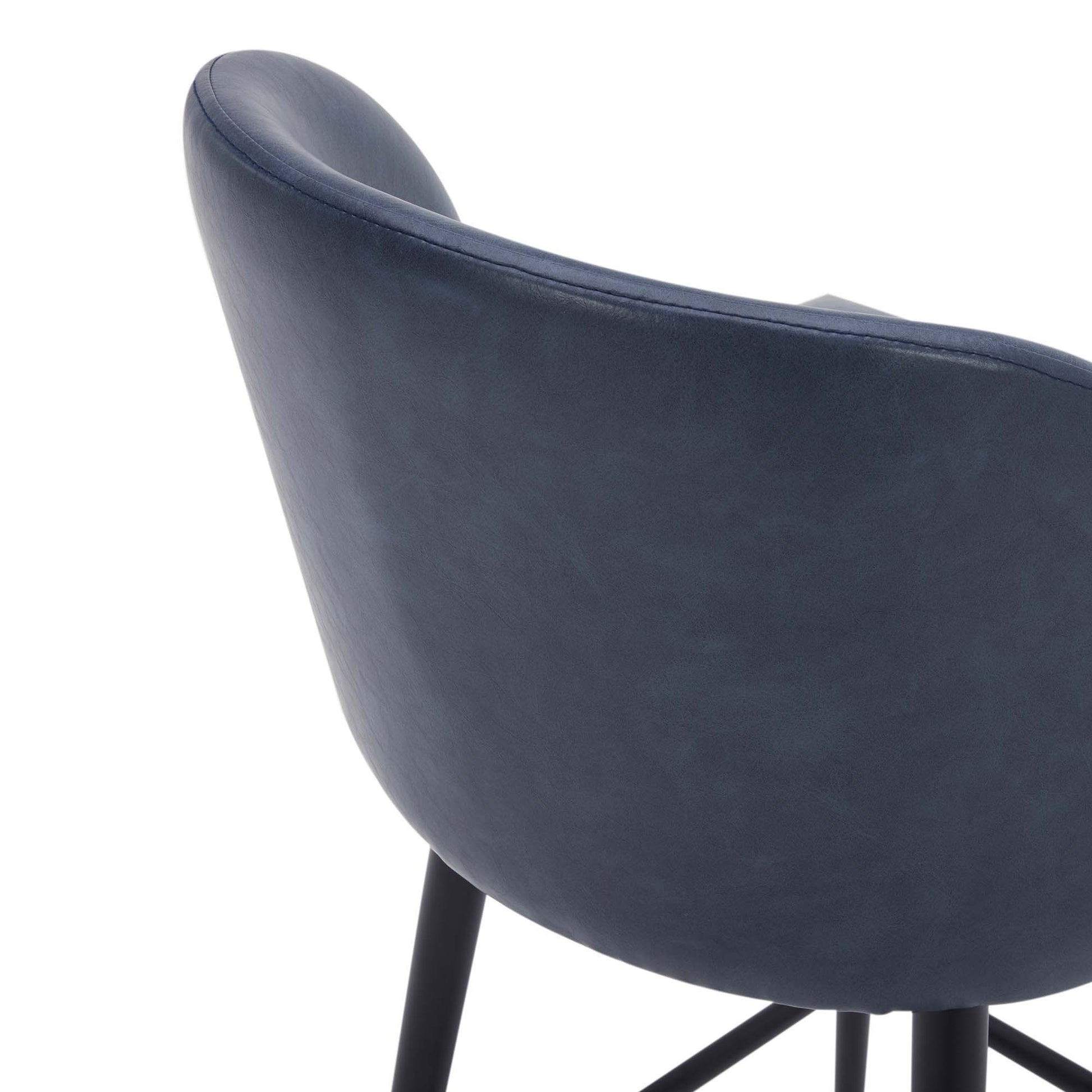 CHITA LIVING-Nova Swivel Counter Stool-Counter Stools-Faux Leather-Blue-Set of 3