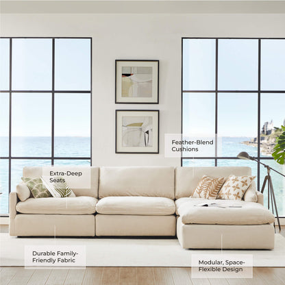 Kenna Modular 4 Seat Sofa-Chaise Sectional