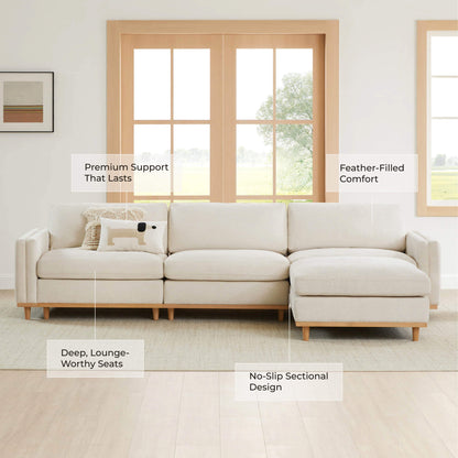 Liam 4-Piece Overstuffed Feather Wood Base Sectional Sofa
