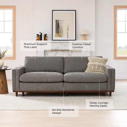 Liam 2-Piece Overstuffed Feather Wood Base Sectional Sofa